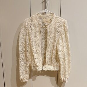 Anthropologie Cream Lace Blazer